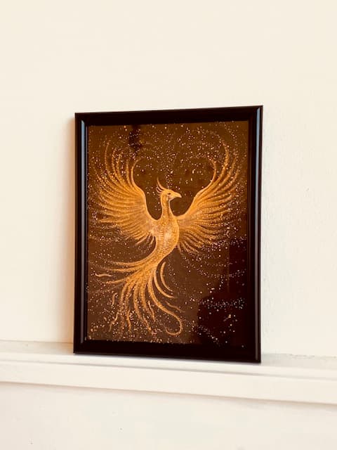 PHOENIX, ANIMAL MAGIC card, A5 size. Artprint with a story/message. Altar Card. Ancient wisdom for the new Earth. A gift to send to surprise - image 3