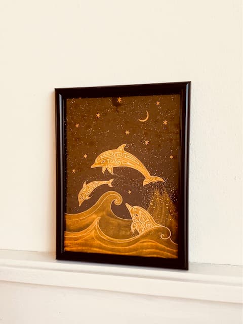 DOLPHINS,ANIMAL MAGIC card, A5 size. Artprint with a story/message. Altar Card. Ancient wisdom for the new Earth. A gift to send to surprise - image 3