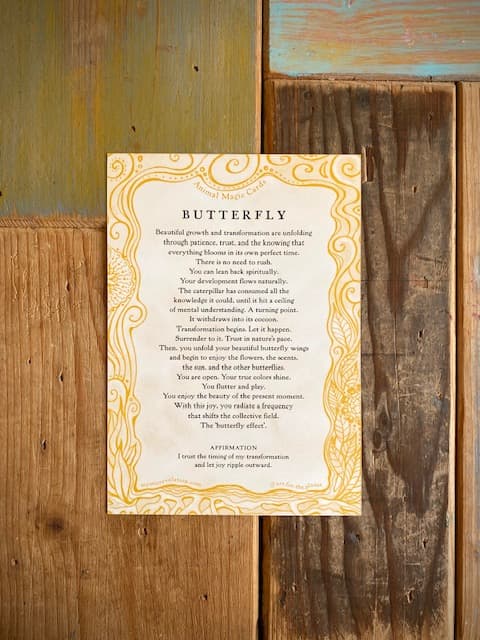 BUTTERFLY ANIMAL MAGIC card, A5 size. Artprint with a story/message. Altar Card Ancient wisdom for the new Earth. A gift to send to surprise - image 2