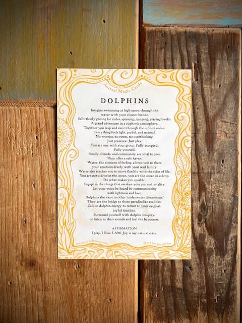 DOLPHINS,ANIMAL MAGIC card, A5 size. Artprint with a story/message. Altar Card. Ancient wisdom for the new Earth. A gift to send to surprise - image 2