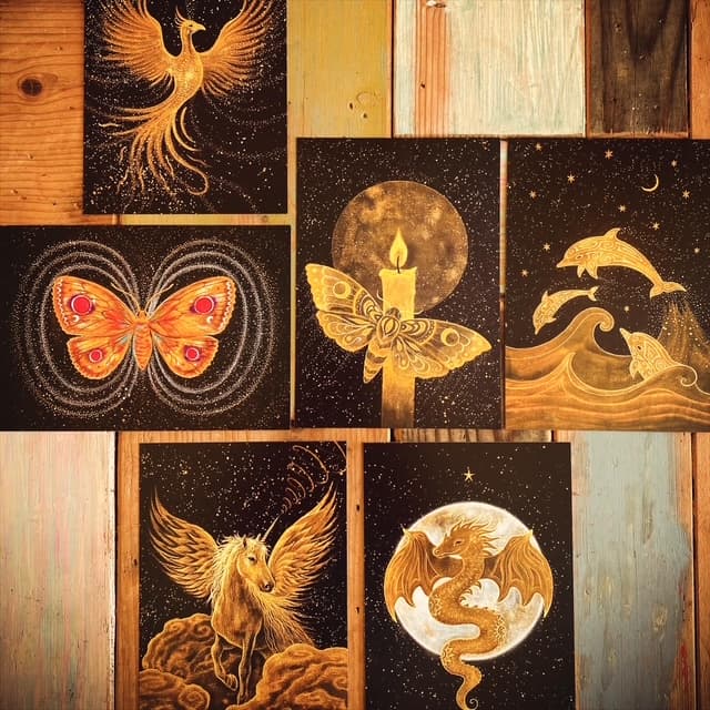 ANIMAL MAGIC card set, 6 cards A5 size. Artprints with a story/message for decoration/altar/gift/birthday/coaching/education/oracle/wisdom - image 3